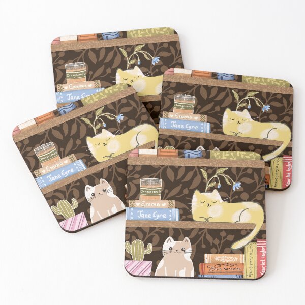 Item preview, Cute cats on the bookshelf designed and sold by pinkyfish1010.