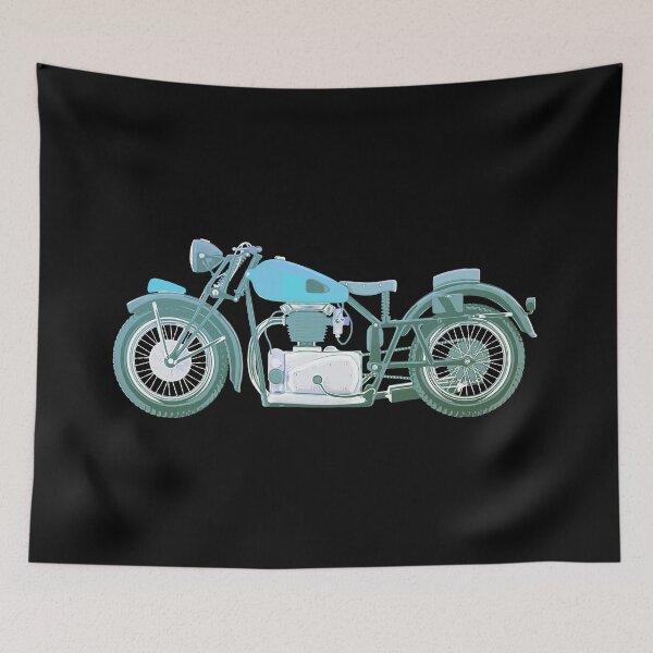 Item preview, Cafe Racer Vintage Motorcycle - Teal - girl biker version designed and sold by PeterADesign.