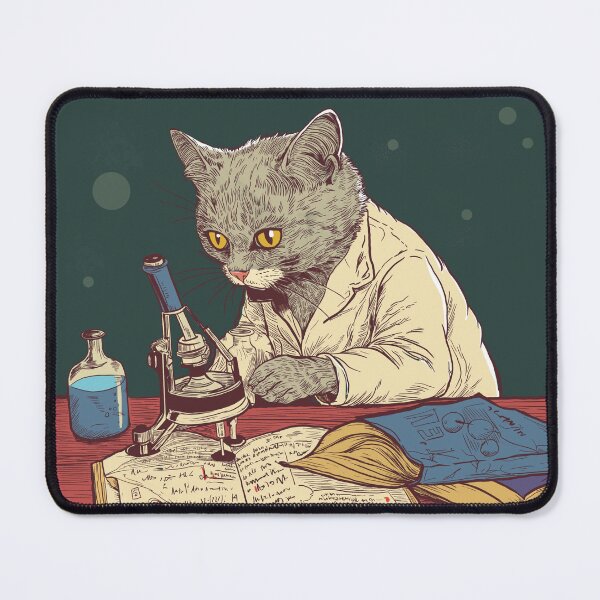 Item preview, The scientist, cat laboratory, funny cat white lab coat designed and sold by Submarinepop.