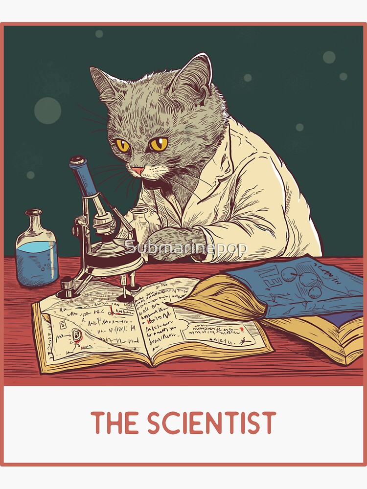 The scientist cat laboratory funny cat white lab coat Sticker