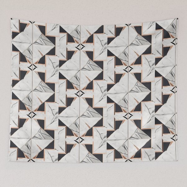 Item preview, Golden Lines Marble Geometric Squares Pattern designed and sold by TondoMeander.