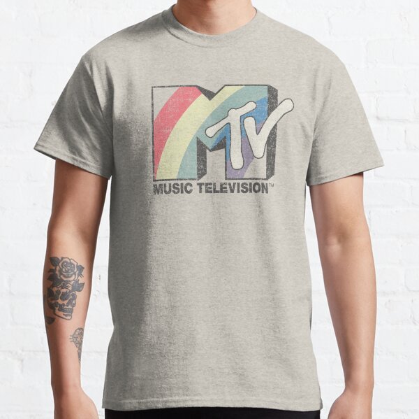 Artikel-Vorschau von MTV Distressed Rainbow Stripes Vintages MTV-Logo, designt und verkauft von FifthSun.
