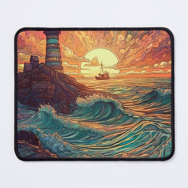 Item preview, Psychedelic Sunset with Crashing Waves designed and sold by Matt's Artificial Nature.