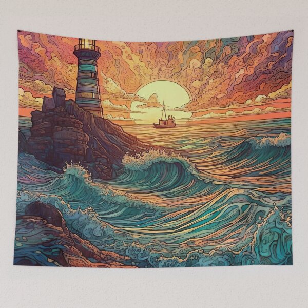 Item preview, Psychedelic Sunset with Crashing Waves designed and sold by Matt's Artificial Nature.