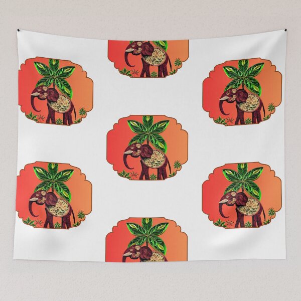 Item preview, Elephant and Palm Tree Quilled Art (PHOTO not real 3D) designed and sold by HanaiPrint.