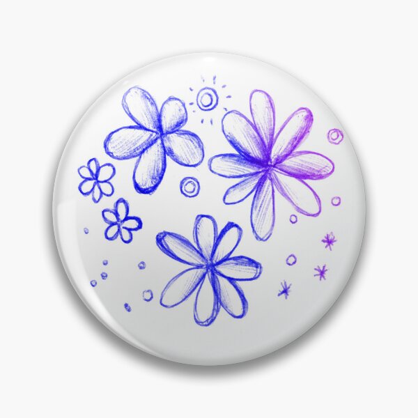 Item preview, Blue flower crafty paint |  blue flower blue pen drawing pattern designed and sold by lausn.