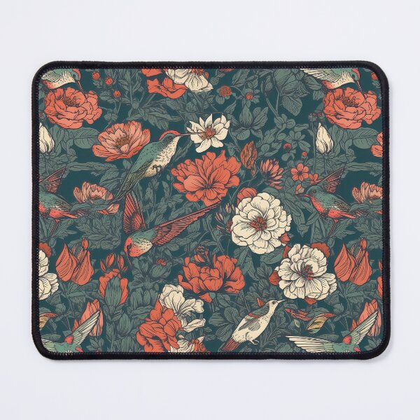 Item preview, boho style flowers and hummingbirds pattern designed and sold by Dreamakerstudio.