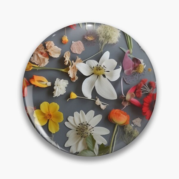 Item preview, Flowers of Timeless Memories - Pressed Dried flowers on grey background designed and sold by EmeraldeaArt.