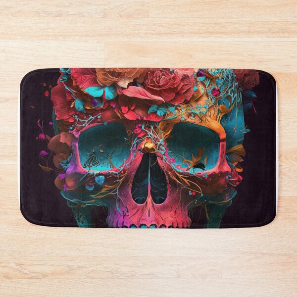 Item preview, Skull with flowers, floral skull with roses, dia de los muertos for halloween designed and sold by Flowsaiartshop.