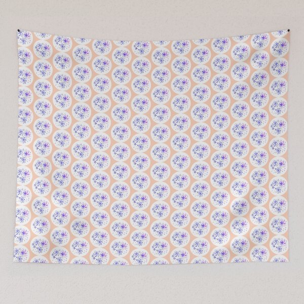 Item preview, Blue orange flowers delicate colors |  pastel flowers pen drawing pattern designed and sold by lausn.