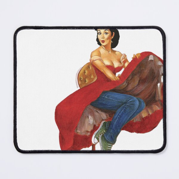 Item preview, Pinup in a red dress over jeans and chucks designed and sold by Shouting Hummingbird.