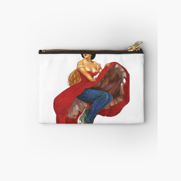 Item preview, Pinup in a red dress over jeans and chucks designed and sold by Shouting Hummingbird.