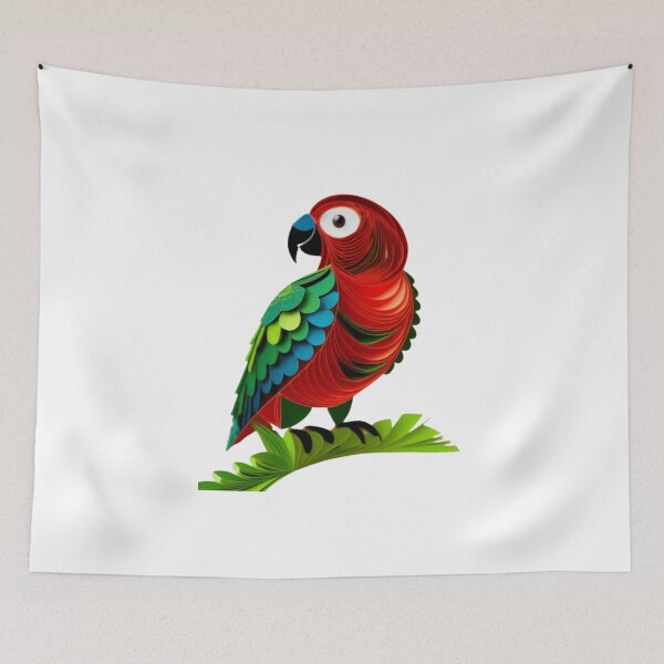Item preview, Parrot in Red and Green Quilled Art (PHOTO not real 3D) designed and sold by HanaiPrint.