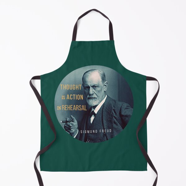 Item preview, Sigmund Freud portrait and quote: Thought is action in rehearsal designed and sold by artbleed.