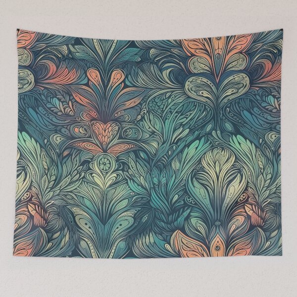 Item preview, Boho baroque ethereal pattern in green tones designed and sold by Dreamakerstudio.