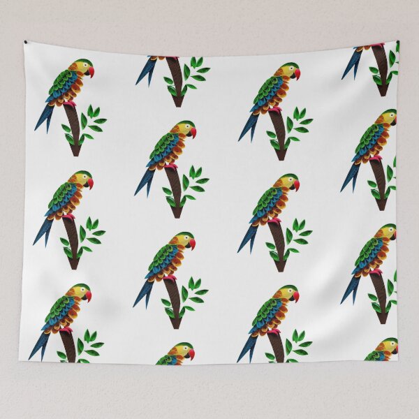 Item preview, Parrot on a Tree Branch Quilled Art (PHOTO not real 3D) designed and sold by HanaiPrint.