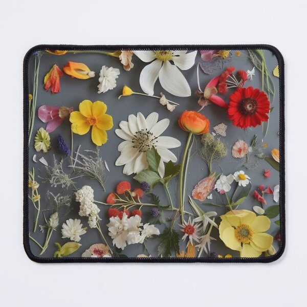 Item preview, Flowers of Timeless Memories - Pressed Dried flowers on grey background designed and sold by EmeraldeaArt.