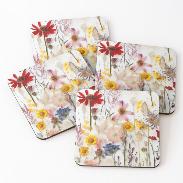 Item preview, Timeless Elegance on a Blank Canvas - Pressed Dried flowers on white background designed and sold by EmeraldeaArt.