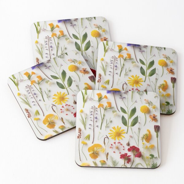 Item preview, Whispers of a Garden on a White Background - Pressed Dried flowers on white background designed and sold by EmeraldeaArt.