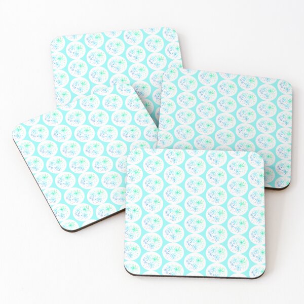 Item preview, Aqua Blue flowers delicate colors |  pastel flowers pen drawing pattern designed and sold by lausn.