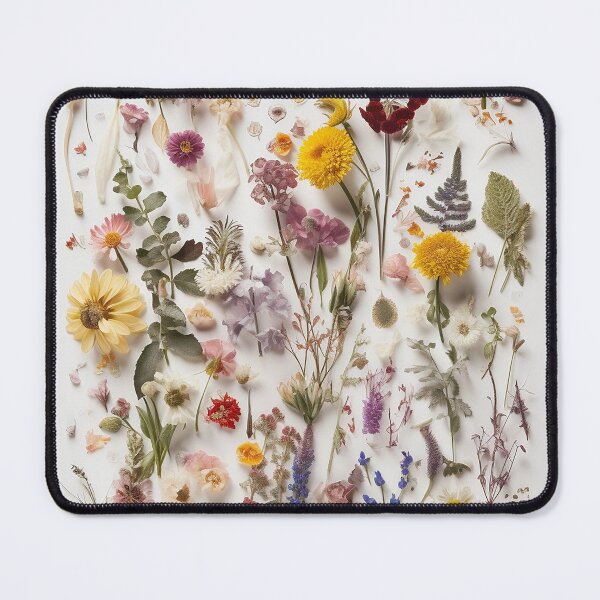 Item preview, Pressed Blooms: A Study in White and Florals - Pressed Dried flowers on white background designed and sold by EmeraldeaArt.