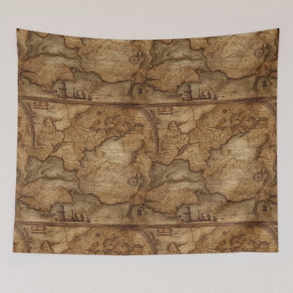 Item preview, Earth Ancient Map antique depiction steampunk pattern victorian era designed and sold by Dreamakerstudio.
