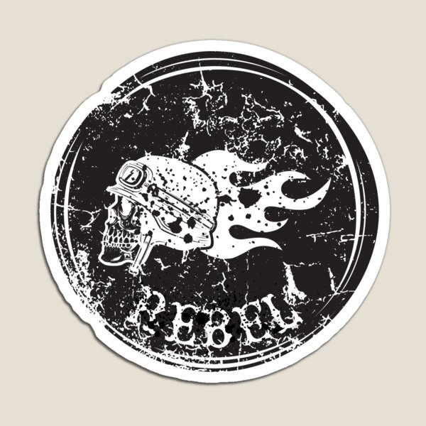 Artikel-Vorschau von Schwarz-weißer Rebel Distressed Biker, designt und verkauft von BikersIslandTM.