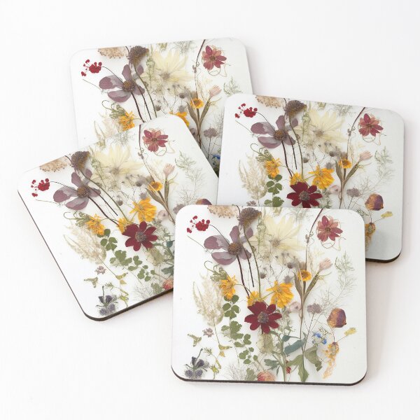 Item preview, The Delicate Charm of Dried Florals - Pressed Dried flowers on white background designed and sold by EmeraldeaArt.