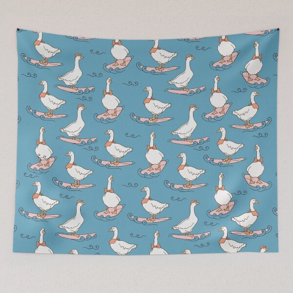 Item preview, Surfing Gooses on Blue Ocean ~ Funny Seamless Pattern designed and sold by Danvrie.
