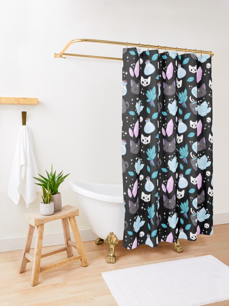Alternate view of Herb Witch // Black | Nikury Shower Curtain