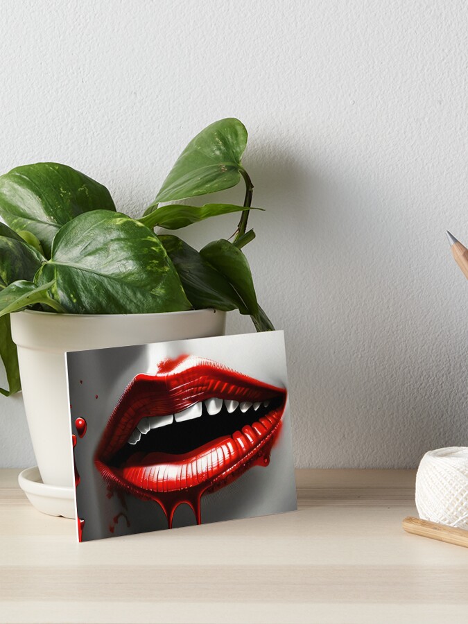 Red Lips and Vampire Fangs Art Board Print for Sale by ArtByBusyBee