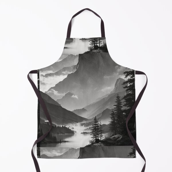 Item preview, Mountain lake view BW art designed and sold by theCutestthings.