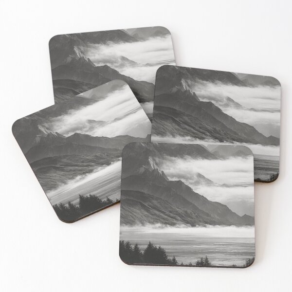 Item preview, Mountain lakeside view BW art designed and sold by theCutestthings.