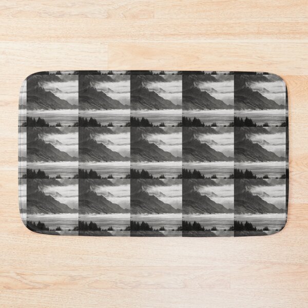 Item preview, Mountain lakeside view BW art designed and sold by theCutestthings.