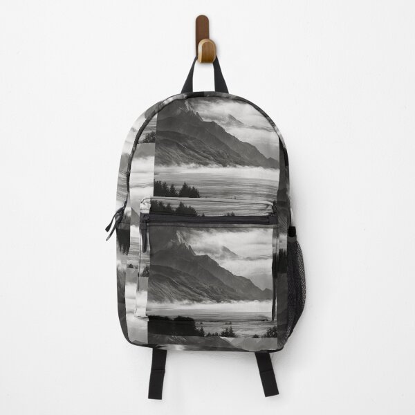 Item preview, Mountain lakeside view BW art designed and sold by theCutestthings.