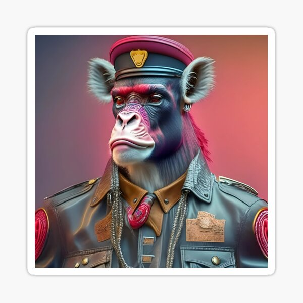 Item preview, Surreal Jungle Officer: Half Monkey Half Deer in Uniform designed and sold by artmanikin.