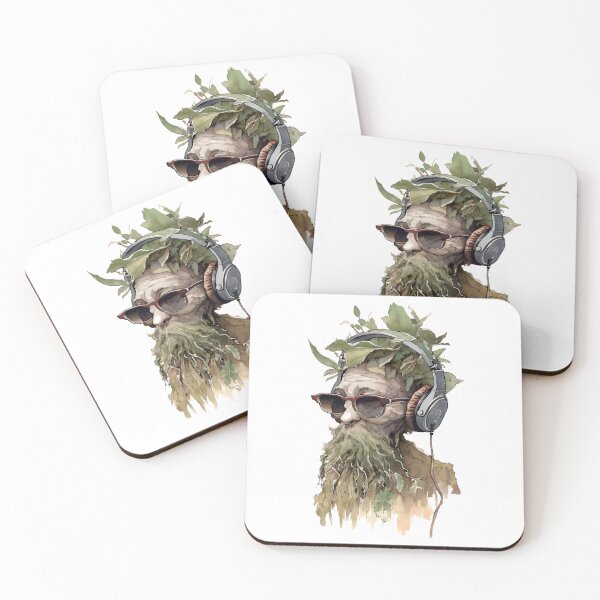 Item preview, DJ Tree Ent - Watercolor - Forest Music Master - Headphones and Sunglasses - Creative Funny designed and sold by Fenay Designs.