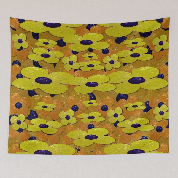 Item preview, big oil-painted bloom in excotic poparts style designed and sold by Pepita Selles.