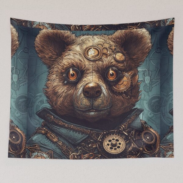Item preview, Steampunk teddy bear face cool Victorian retrofuturistic bear designed and sold by Dreamakerstudio.