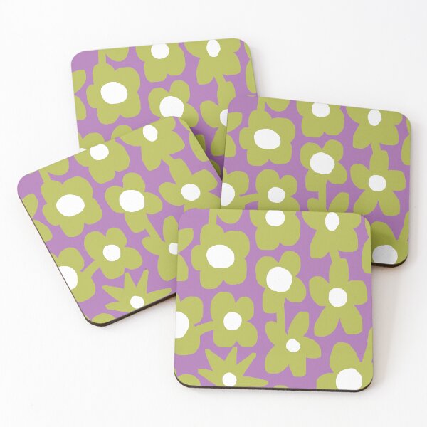 Item preview, Iconic Retro Scandinavian Summer Flowers in Purple and Green designed and sold by Deutschic.