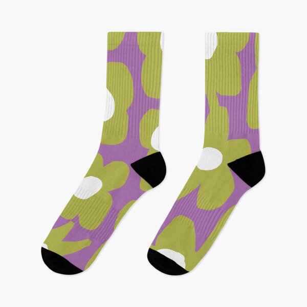 Item preview, Iconic Retro Scandinavian Summer Flowers in Purple and Green designed and sold by Deutschic.