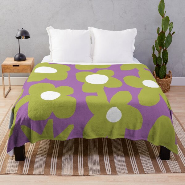 Item preview, Iconic Retro Scandinavian Summer Flowers in Purple and Green designed and sold by Deutschic.