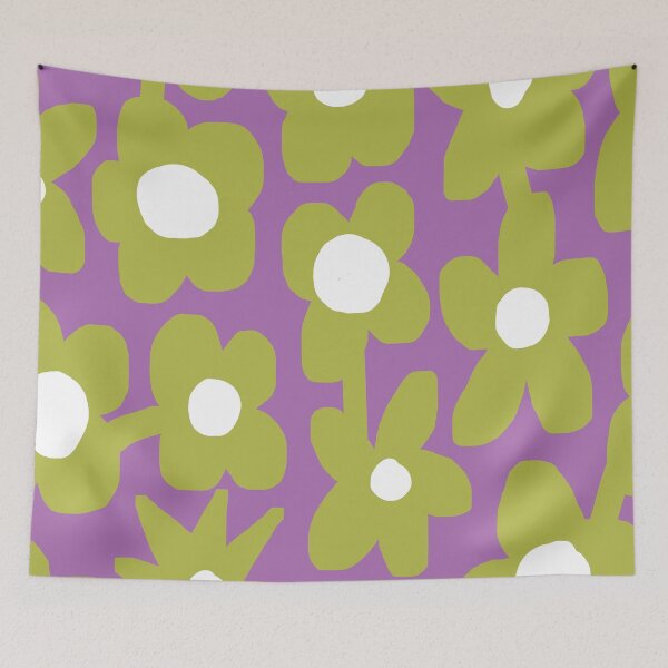Item preview, Iconic Retro Scandinavian Summer Flowers in Purple and Green designed and sold by Deutschic.