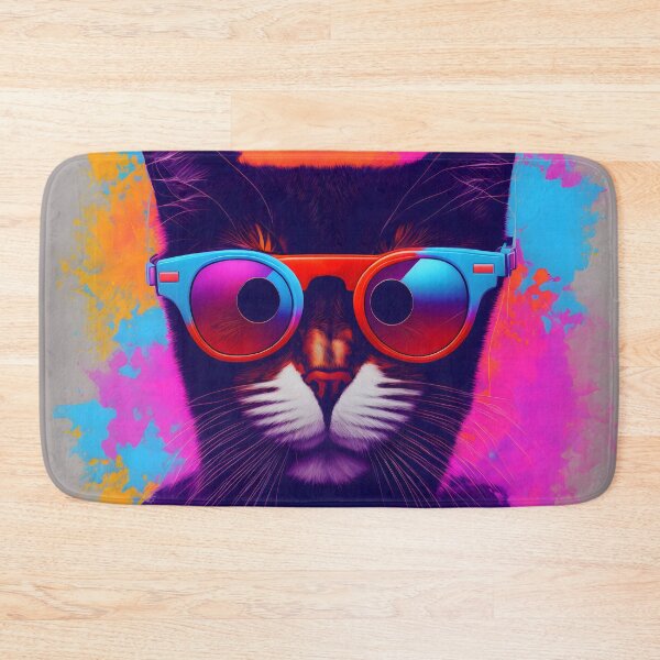Item preview, Cool Cat in Shades in Orange and pink Color Splashes - Surreal - Splashes of Color designed and sold by Aaron2610.