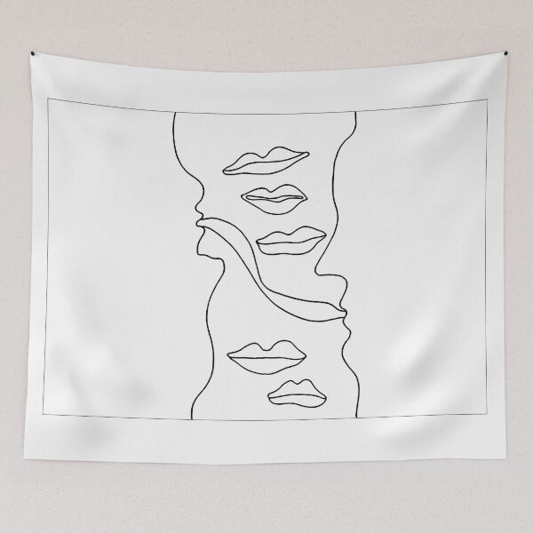 Item preview, Linear abstract illustration with mouth motif designed and sold by WRECZ.