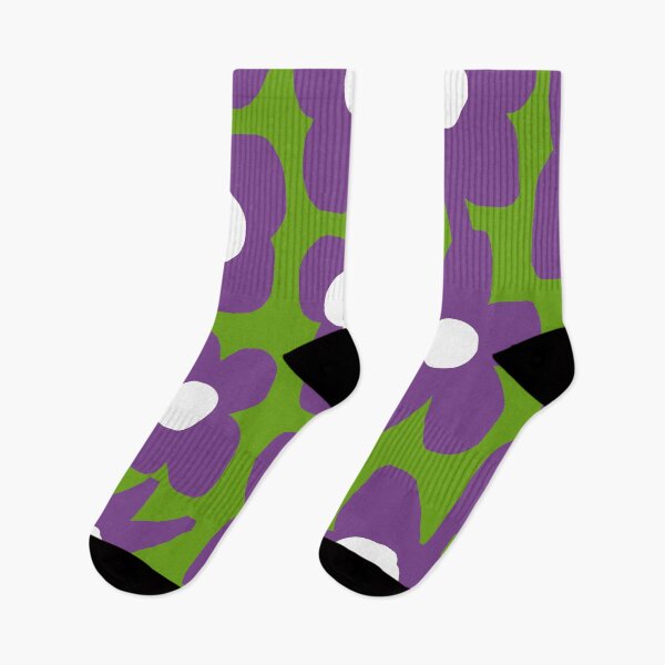 Item preview, Iconic Retro Scandinavian Summer Flowers in Green and Purple designed and sold by Deutschic.