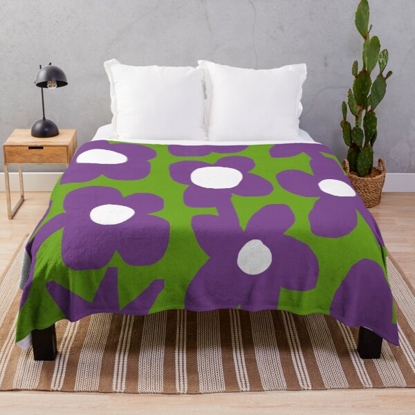 Item preview, Iconic Retro Scandinavian Summer Flowers in Green and Purple designed and sold by Deutschic.