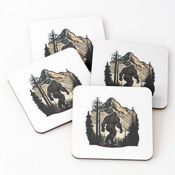 Item preview, Silhouette of Bigfoot walking in a mountain forest designed and sold by BrinaandPops.