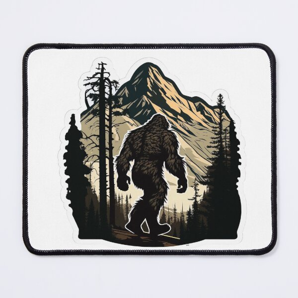 Item preview, Silhouette of Bigfoot walking in a mountain forest designed and sold by BrinaandPops.