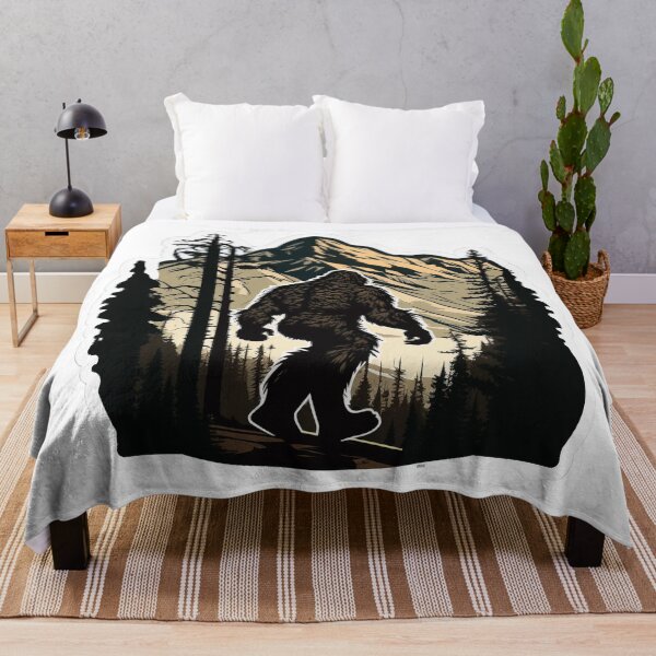 Item preview, Silhouette of Bigfoot walking in a mountain forest designed and sold by BrinaandPops.